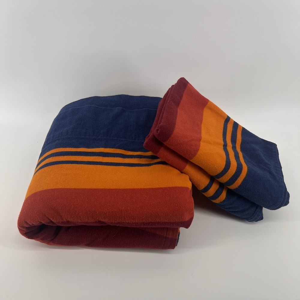 PENDLETON GRAND CANYON FLANNEL BLUE YELLOW RED STRIPE (3p) FULL DOUBLE